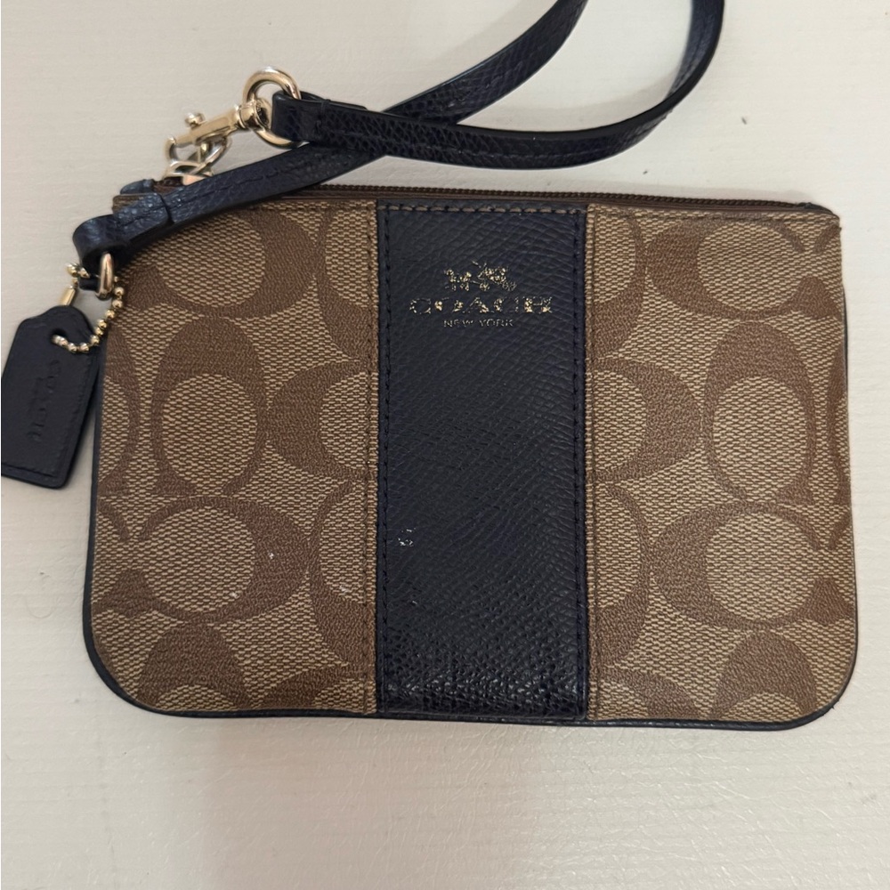 Coach Brown and Blue Wristlet